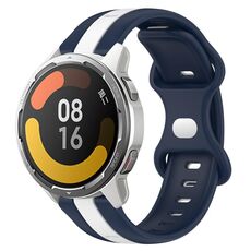 Per Xiaomi MI Watch Color 2 22mm Cinturino in silicone bicolore con fibbia a farfalla (bianco + blu)