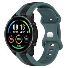 Per Xiaomi MI Watch Sport 22mm Cinturino in silicone bicolore con fibbia a farfalla (verde + nero)