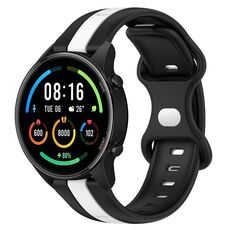 Per Xiaomi MI Watch Sport 22mm Cinturino in silicone bicolore con fibbia a farfalla (nero + bianco)