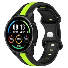 Per Xiaomi MI Watch Sport 22mm Cinturino in silicone bicolore con fibbia a farfalla (nero + verde)