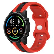 Per Xiaomi MI Watch Sport 22mm Cinturino in silicone bicolore con fibbia a farfalla (rosso + nero)