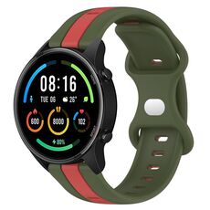 Per Xiaomi MI Watch Sport 22mm Cinturino in silicone bicolore con fibbia a farfalla (rosso + verde militare)