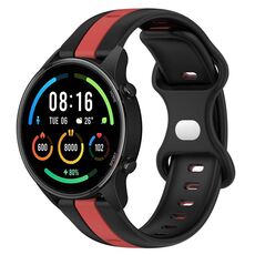Per Xiaomi MI Watch Color 22mm Butterfly Buckle Cinturino in silicone bicolore (nero + rosso)