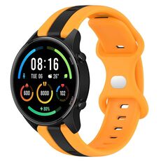 Per Xiaomi MI Watch Color 22mm Butterfly Buckle Cinturino in silicone bicolore (nero + giallo)