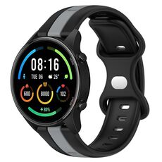 Per Xiaomi MI Watch Color 22mm Butterfly Buckle Cinturino in silicone bicolore (nero + grigio)