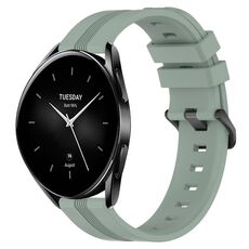 Per Xiaomi Watch S2 42mm 22mm Cinturino in silicone a strisce concavo (verde grigiastro)