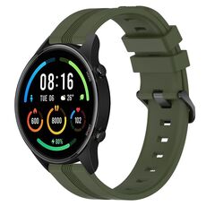 Per Xiaomi MI Watch Color 22mm Cinturino in silicone a strisce concave (verde militare)