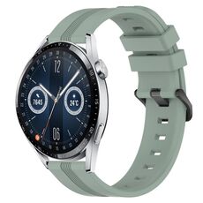 Per Huawei Watch GT3 46mm 22mm cinturino in silicone a strisce concave (verde grigiastro)
