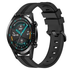 Per Huawei GT2 46mm 22mm cinturino in silicone a strisce concavo (nero)