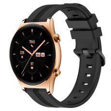 For Honor Watch GS 3 Cinturino in silicone a strisce concave da 22 mm (nero)