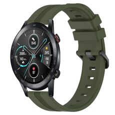 Per Honor Magic Watch 2 46mm 22mm Cinturino in silicone a strisce concavo (verde militare)