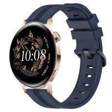 Per Huawei Watch GT3 42mm 20mm cinturino in silicone a strisce concavo (blu navy)
