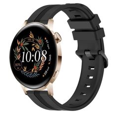 Per Huawei Watch GT3 42mm 20mm Cinturino in silicone a strisce concavo (nero)