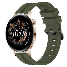 Per Huawei Watch GT3 42mm 20mm cinturino in silicone a strisce concave (verde militare)