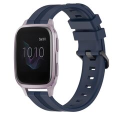 Per Garmin Venu SQ 20mm cinturino in silicone a strisce concave (blu navy)
