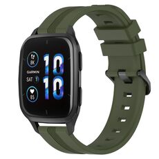 Per Garmin Forerunner Sq2 cinturino in silicone a strisce concave da 20 mm (verde militare)