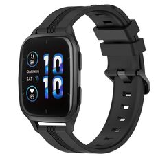Per Garmin Forerunner Sq2 Music Cinturino in silicone a strisce concave da 20 mm (nero)