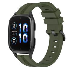 Per Garmin Forerunner Sq2 Music Cinturino in silicone a strisce concave da 20 mm (verde militare)