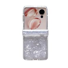 Custodia per telefono con texture a conchiglia perlescente For Honor Magic V Flip, set da tre pezzi (bianco)
