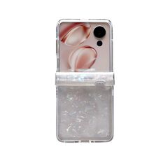 Custodia per telefono con texture a conchiglia perlescente per Honor Magic V Flip in tre pezzi (beige)