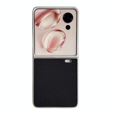 Custodia pieghevole per telefono Honor Magic V Flip in pelle di fibra di carbonio e Kevlar (nera)