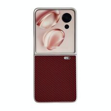 Per Honor Magic V Flip Custodia pieghevole per telefono in Kevlar in pelle in fibra di carbonio (rossa)