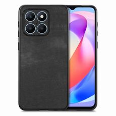 Custodia per telefono con cover posteriore per PC in pelle vintage per Honor X6a (nera)