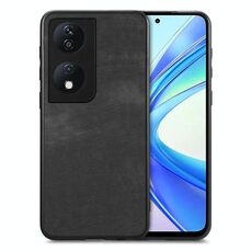 Custodia per telefono con cover posteriore per PC in pelle vintage per Honor X7b (nera)