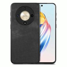 Custodia per telefono con cover posteriore per PC in pelle vintage per Honor X9b (nera)