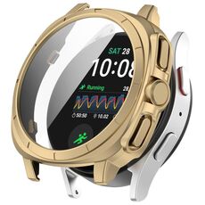 Per Samsung Galaxy Watch 7 40/44mm PC + Pellicola temperata Custodia protettiva per orologio integrata (oro champagne)