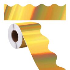 Decorazione per bacheca in carta con bordo dorato laser a forma di ventaglio da 7,6 cm x 20 m