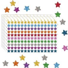 1500 pezzi/pacco adesivi colorati con stelle a cinque punte glitterati adesivi per cancelleria 125 x 195 mm