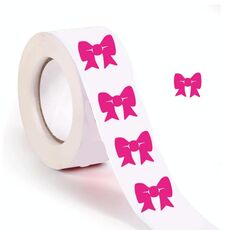 500 pezzi/rotolo adesivi abbronzanti con fiocco rosa adesivi autoadesivi per il corpo