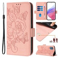 Custodia per telefono antifurto in pelle RFID rosa goffrata per Nokia C02 (rosa)