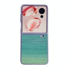 Custodia per telefono cellulare in pelle con texture colorata illusoria per Honor Magic V Flip (verde)