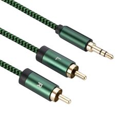 Connettore amplificatore cavo audio maschio da 3,5 mm a 2 RCA maschio, lunghezza: 3 m (verde)
