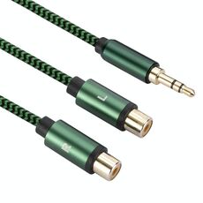 Connettore amplificatore cavo audio da 3,5 mm maschio a 2 RCA femmina, lunghezza: 1 m (verde)