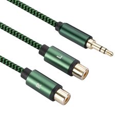 Connettore amplificatore cavo audio da 3,5 mm maschio a 2 RCA femmina, lunghezza: 2 m (verde)