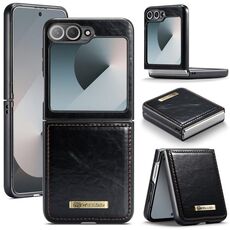 Per Samsung Galaxy Z Flip6 5G CaseMe 003 Custodia in pelle con texture Crazy Horse (Nero)