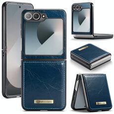 Per Samsung Galaxy Z Flip6 5G CaseMe 003 Custodia in pelle Flip con texture Crazy Horse (blu verde)