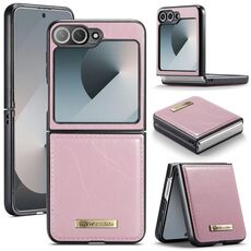 Custodia per telefono in pelle Flip con texture Crazy Horse per Samsung Galaxy Z Flip6 5G CaseMe 003 (rosa)