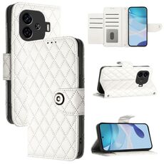 Per vivo iQOO Z9 / Z9 Turbo Custodia per cellulare in pelle con texture rombica con cordino (bianca)