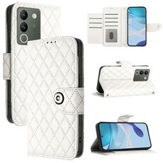 Per vivo V29e / Y200 / V30 Lite Custodia per telefono in pelle con texture rombica e cordino (bianco)