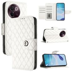 Per vivo V30e Custodia per cellulare in pelle con texture rombica con cordino (bianca)