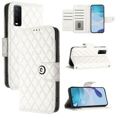 Per vivo iQOO U1x / Y11s / Y12s / Y12a Custodia per telefono in pelle con texture rombica e cordino (bianco)