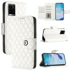 Per vivo Y33s 4G / Y21 2021 / Y21s Custodia per telefono in pelle con texture rombica e cordino (bianco)