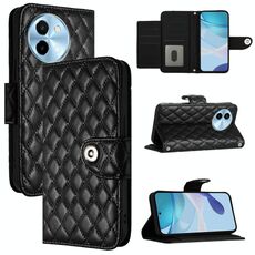 Per vivo Y38 / Y200i / T3x Custodia per cellulare in pelle con texture rombica con cordino (nero)