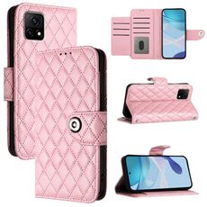Custodia per cellulare in pelle con texture rombica per vivo Y52s 5G / iQOO U3 con cordino (rosa)