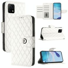 Per vivo Y31s 5G / Y72 5G India Custodia per telefono in pelle con texture rombica con cordino (Bianco)