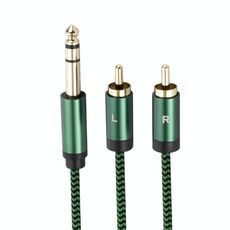 Cavo adattatore audio da 6,35 mm maschio a doppio RCA femmina, lunghezza: 1 m (verde)